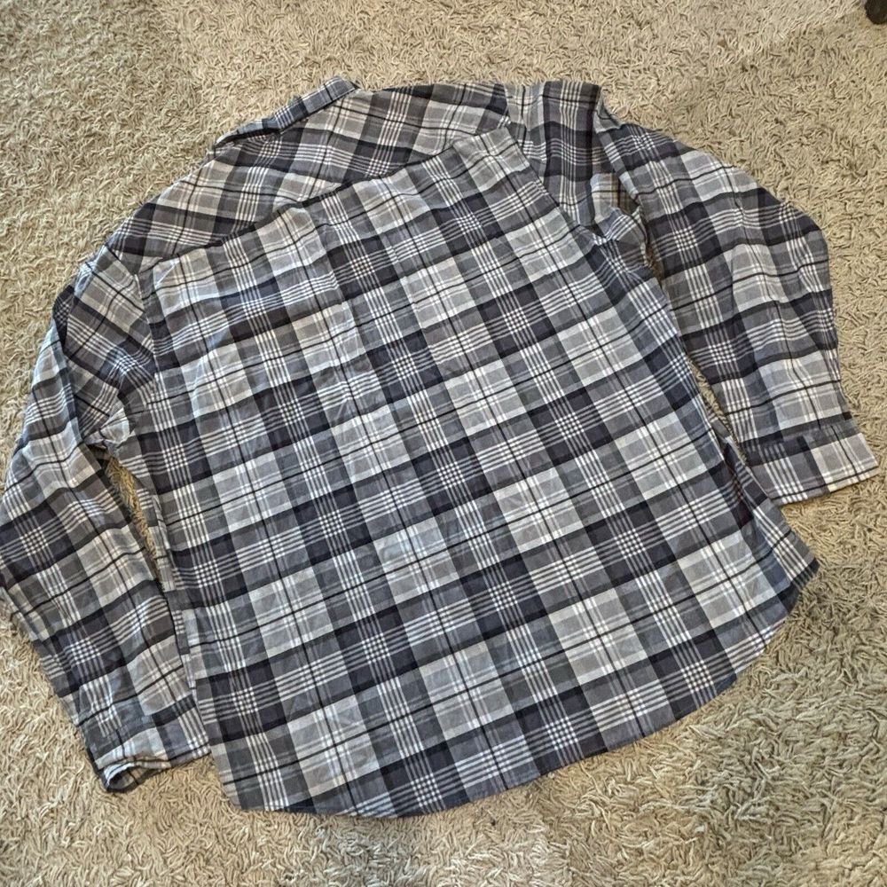 MO7 Most Official‎ Seven Button Up Shirt Mens 3XL  Gray Black Plaid Long Sleeved - Picture 13 of 13